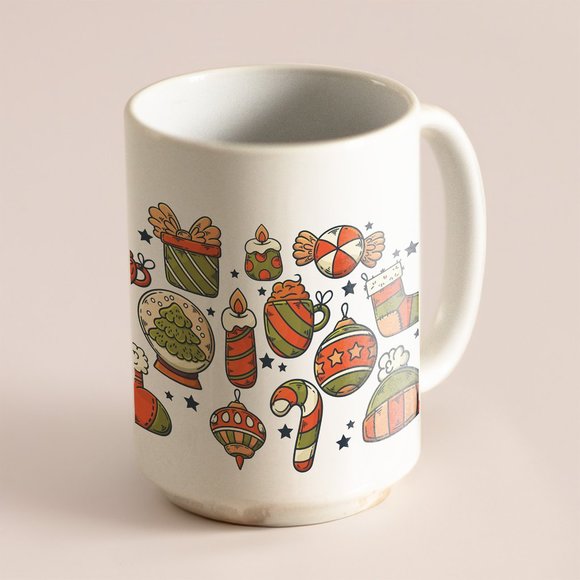 Christmas Coffee Mug. Christmas Element Collection Coffee Cup. 15oz Ceramic Mug - Picture 4 of 5